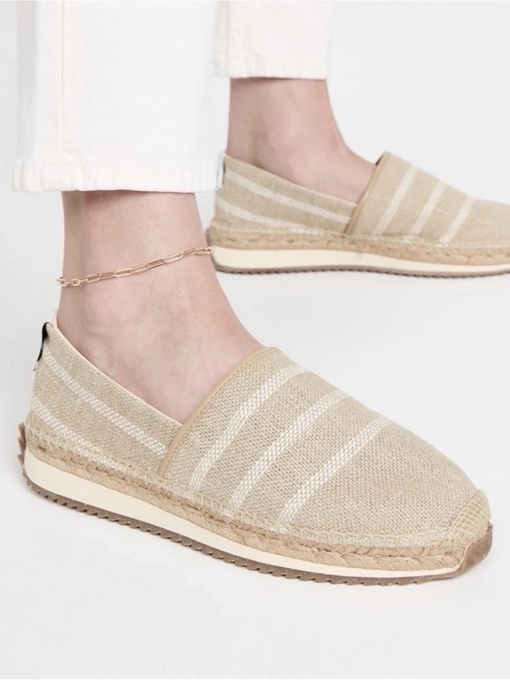 Rag & bone Beige Striped Espadrille Slip-On Shoes flat - Women size 6